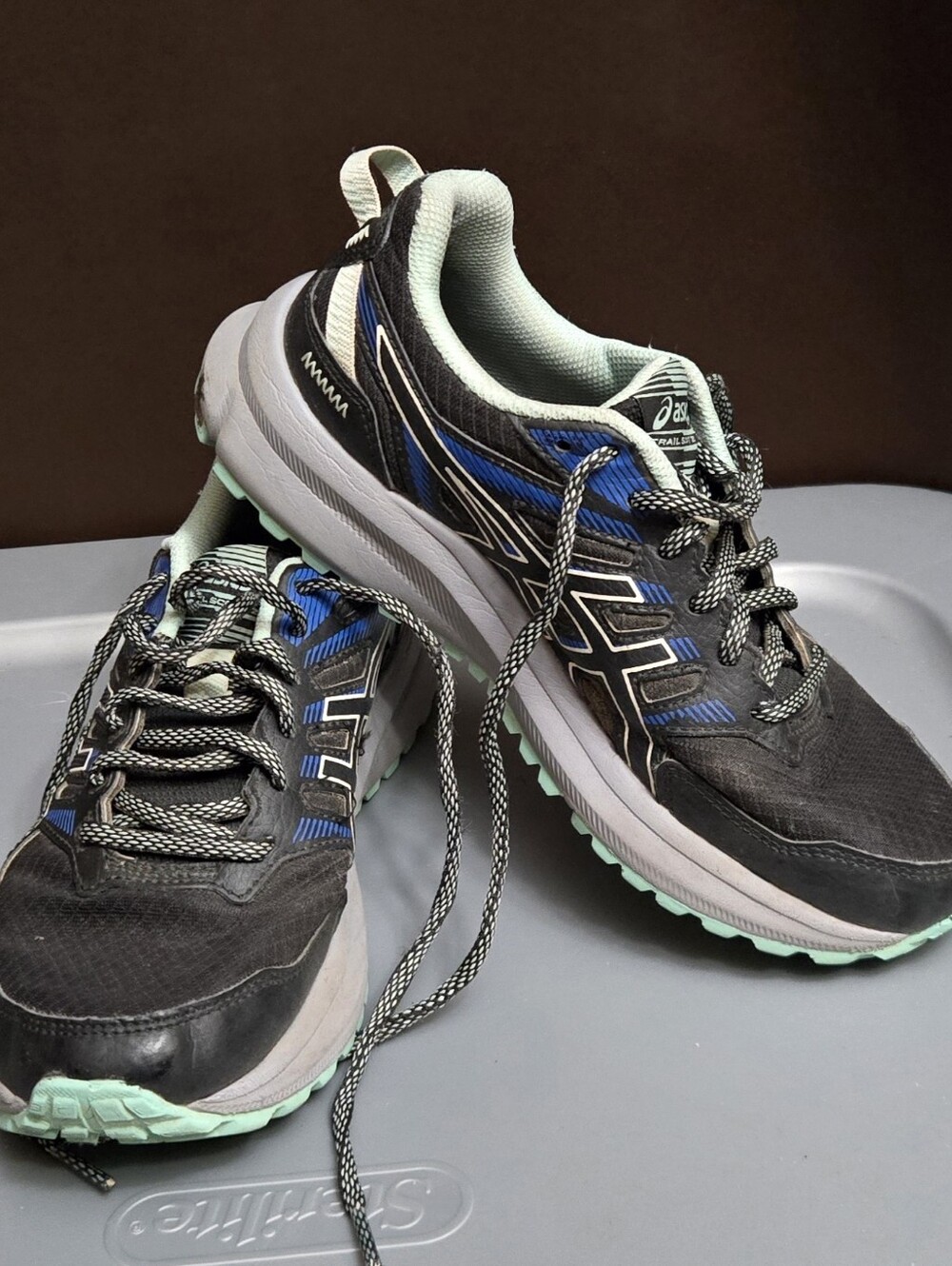 Asics Black, Blue & Mint Green Running Sneakers